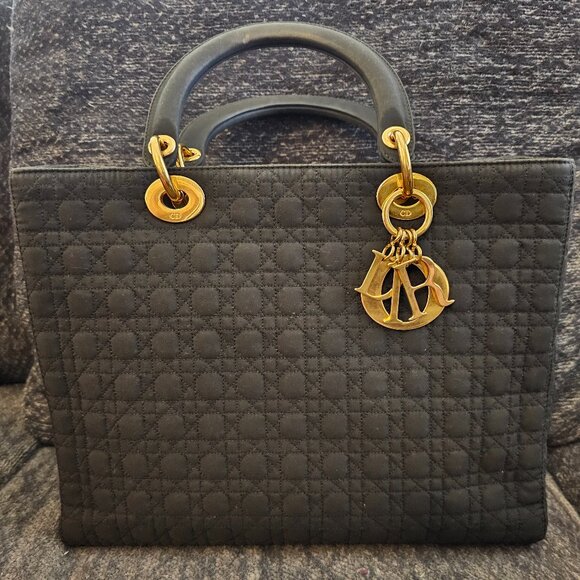 Lady dior medium nylon top handle bag - Picture 1 of 16